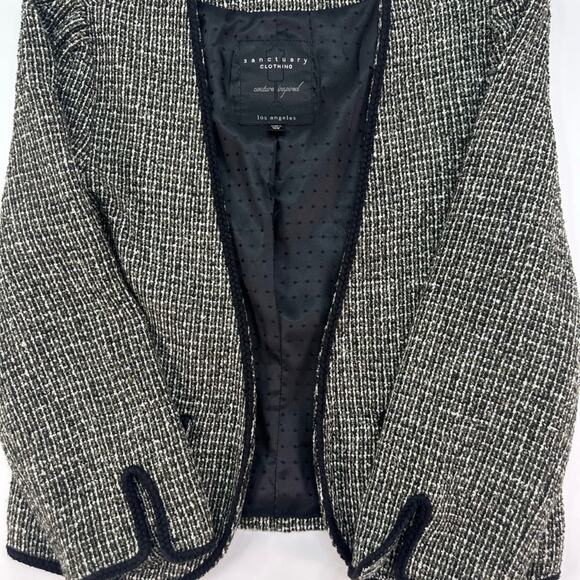 Sanctuary Los Angeles Black & White Tweed Cardigan Blazer Women’s XS - Picture 6 of 9